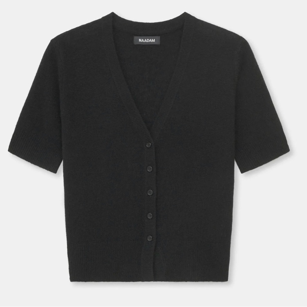 NAADAM Lightweight Cashmere Short Sleeve Button-Up Cardigan